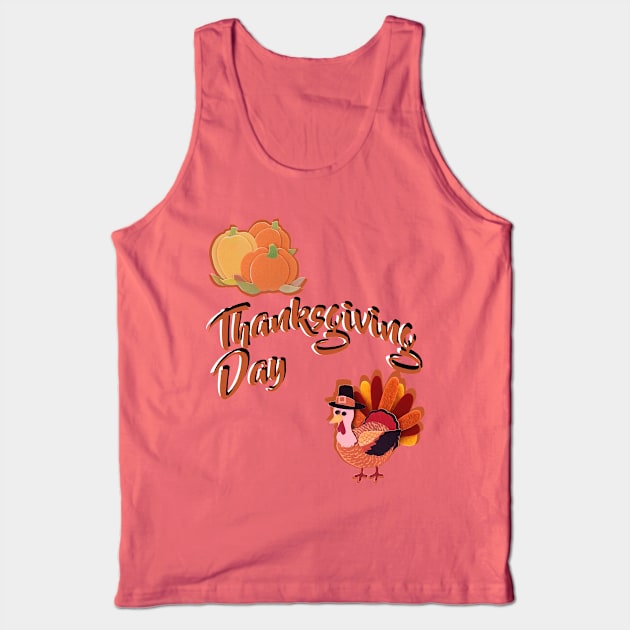 ThanksGiving Day Pumpkin Turkey Tank Top by Fersan